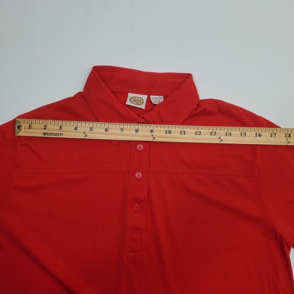 Vtg PICHET & POST Red Short Sleeve Shirt Button Womens Size XL - Picture 5 of 9